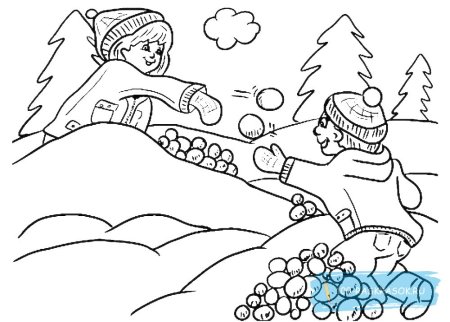 Зимняя прогулка раскраска для детей