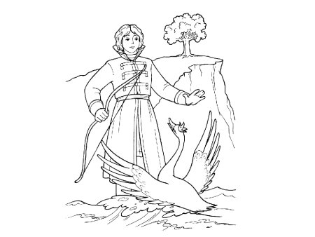 Раскраски к сказке Пушкина о мертвой царевне и семи богатырях