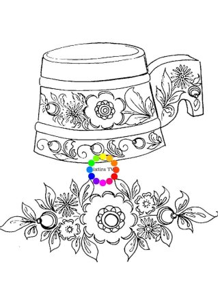 Раскраска шкатулка Городецкая роспись