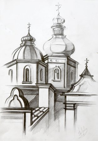 Церковь карандашом