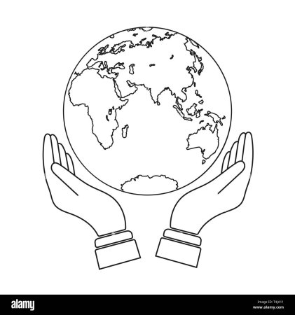 Планета в руках раскраска