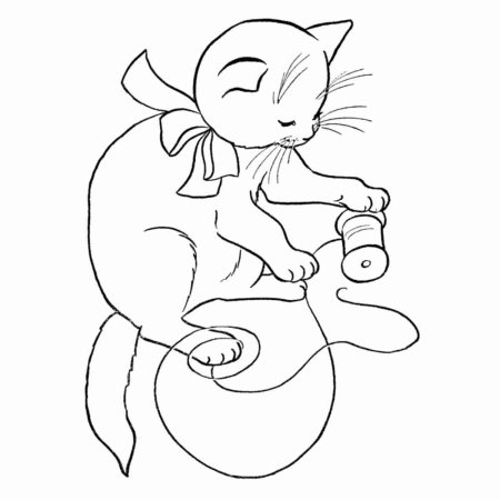 Кошка раскраска для детей