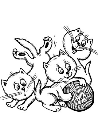 Раскраска кот с клубком