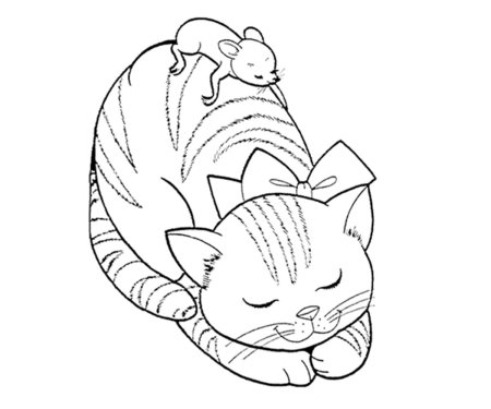 Кошка и мышка раскраска