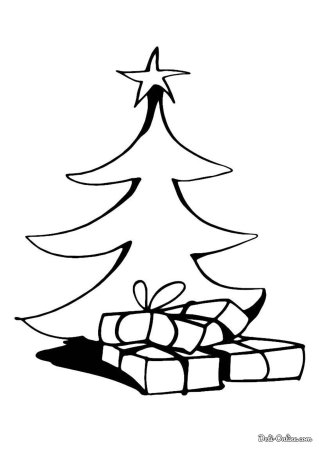 Раскраска елочка с подарками