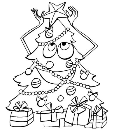 Раскраска елка Новогодняя