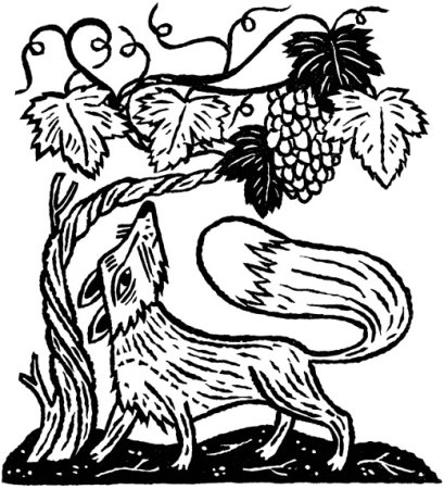 Лисица и виноград раскраска