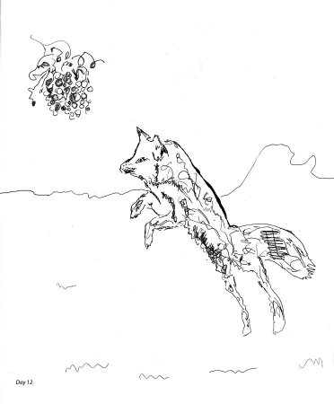 Лисица и виноград раскраска