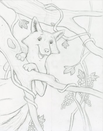 Лиса и виноград раскраска