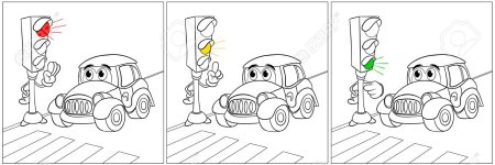 Дорога со светофором раскраска для малышей