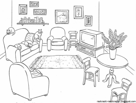 Гостиная раскраска