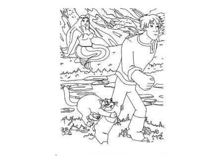 Раскраска по сказке Иван Царевич и серый волк