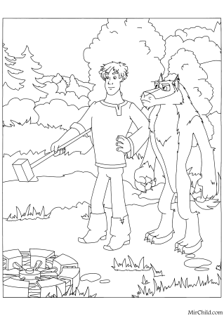 Иван Царевич и серый волк раскраска