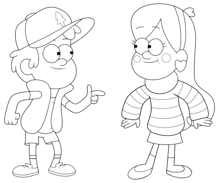 Раскраска Гравити Фолз Мэйбл и Диппер