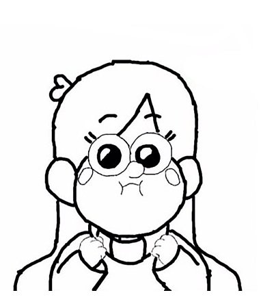 Мейбл из Гравити Фолз черно белая