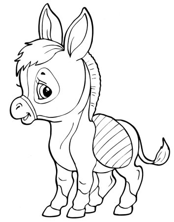 Ослик раскраска