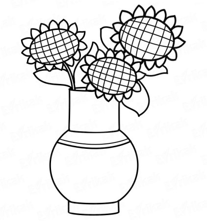 Ваза с цветами раскраска