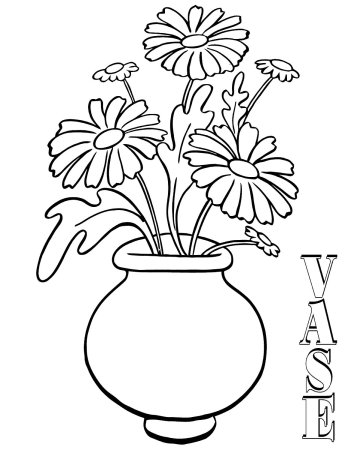 Ваза с цветами раскраска
