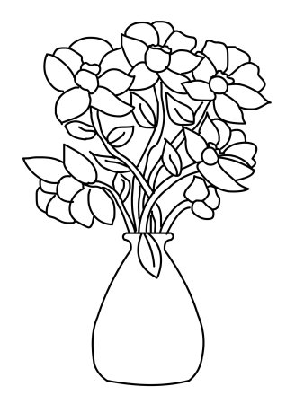 Трафарет вазы с цветами
