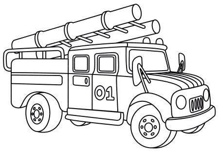 Пожарная машина рисунок для срисовки - 69 фото
