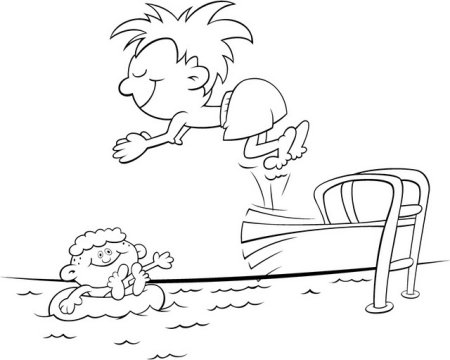 Раскраска безопасность на воде для детей летом
