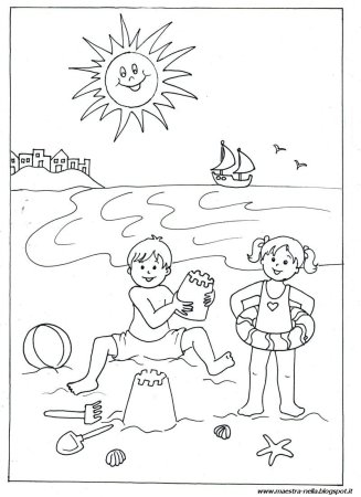 Пляж раскраска для детей