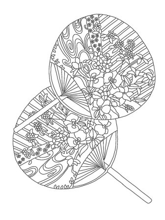 Японский веер раскраска