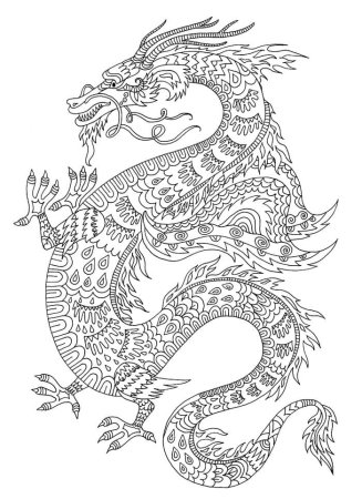 Китайский дракон раскраска