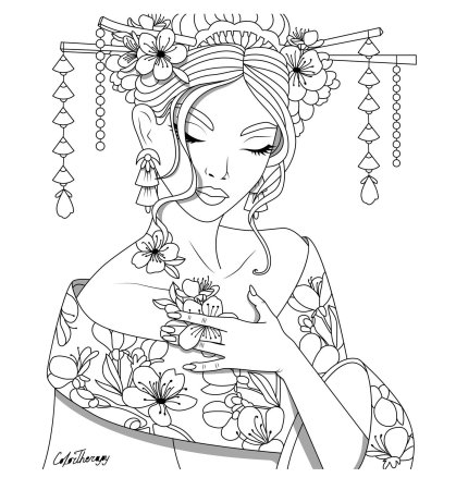 Раскраски японские девушки