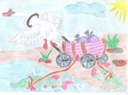 Как нарисовать рисунок по басне лебедь ,рак,щука