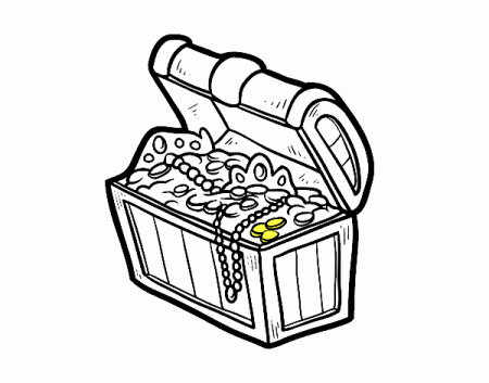 Сундук с золотом раскраска