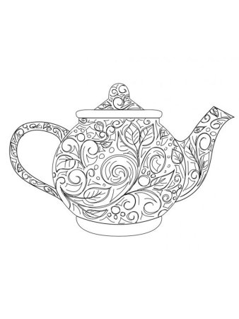Раскраска чайный сервиз Гжель