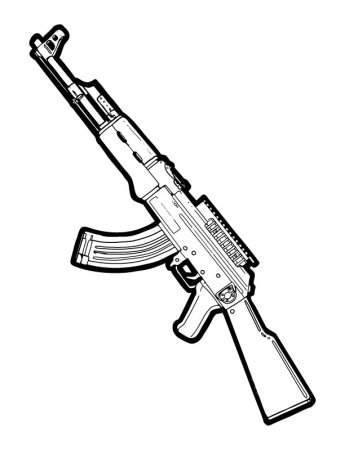 Раскраска автомат Калашникова АК-47