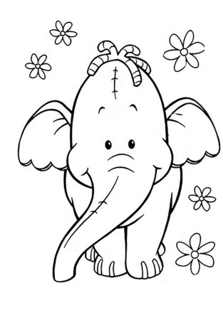 Слон раскраска