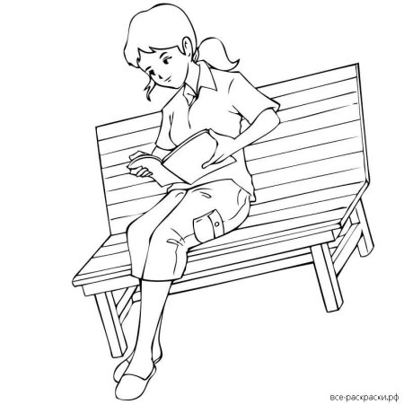 Дерево и лавочка раскраска