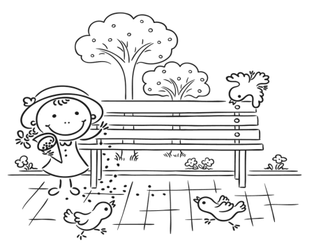 Дерево и лавочка раскраска