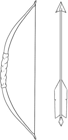 Раскраска лук и стрелы