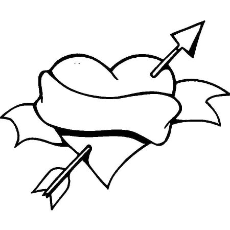Раскраска сердце со стрелой