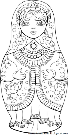 Семеновская Матрешка разукрашка