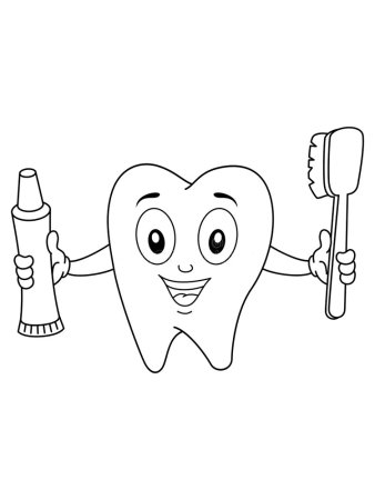 Зуб раскраска для детей