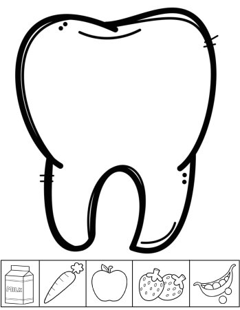 Раскраска зубик для детей