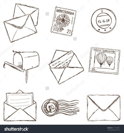 Конверт рисунок карандашом