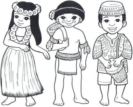 Дети разных наций раскраски для детей