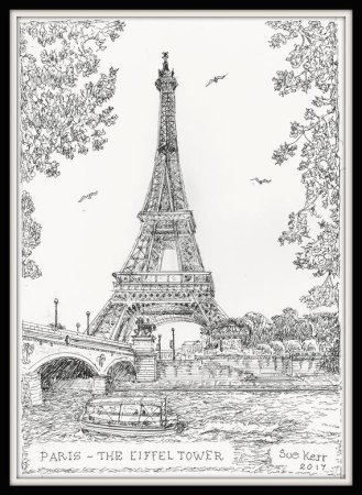Раскраска Париж Эйфелева башня