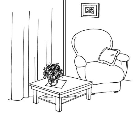 Раскраска гостиная комната