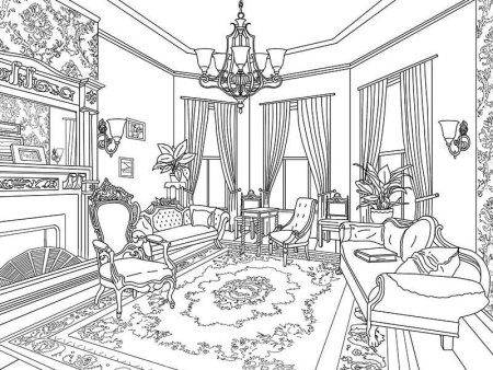 Раскраска интерьер комнаты