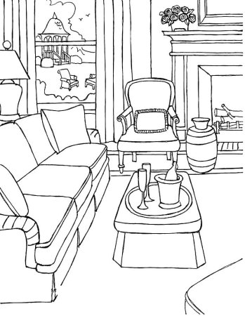 Раскраска гостиная комната