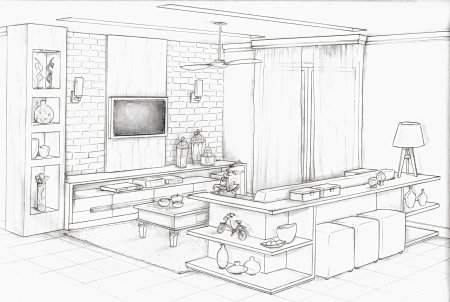 Раскраска гостиная комната