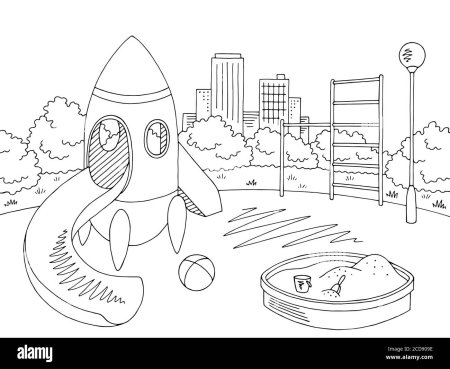 Раскраска детская площадка в городе