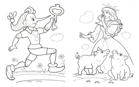 Раскраска к сказке Лисичка со скалочкой